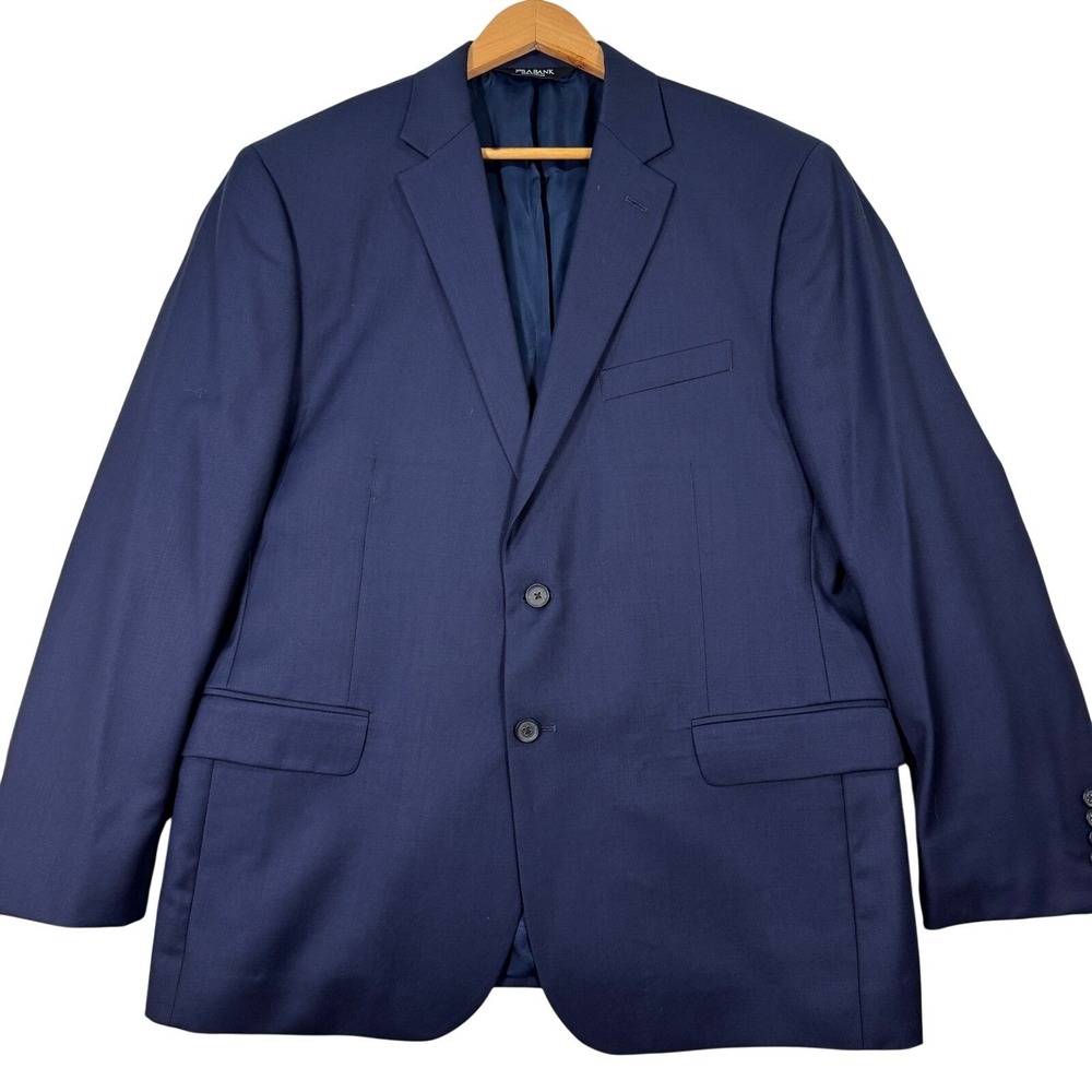 NEW Jos A Bank Traveler Mens 46R Tailored Fit Navy Wool 2-Button Blazer Modern